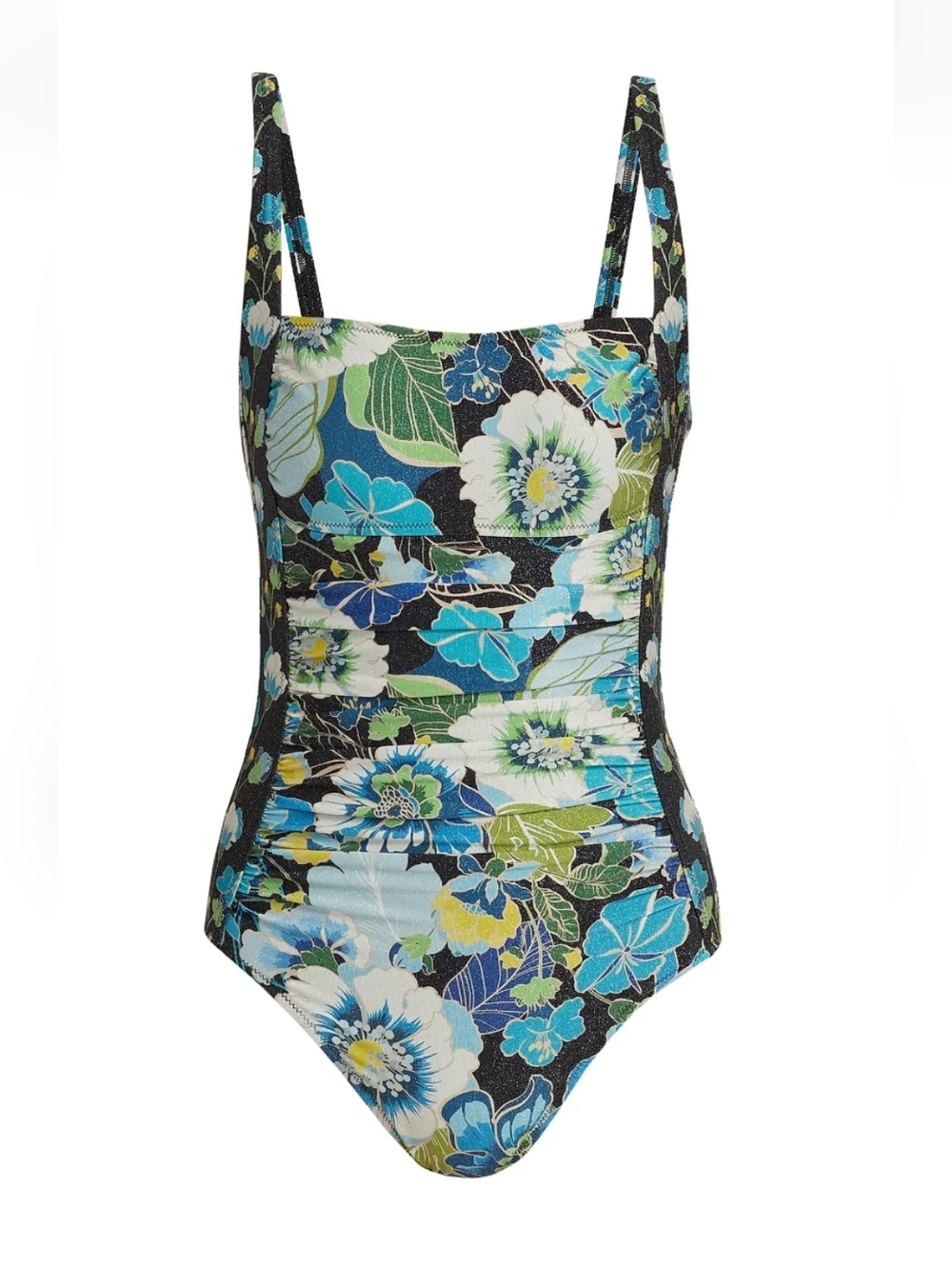 $198 JOHNNY WAS PLUS SZ 3X JENN RUCHED ONE PIECE SWIMSUIT GLITTERY Slimming! NWT